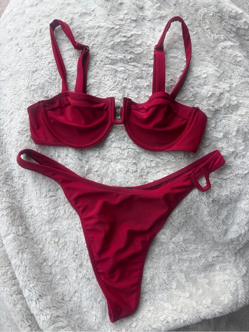 PrettyLittleThing Burgundy Underwire Bikini Set